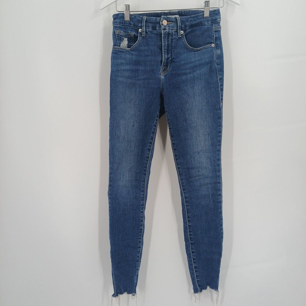 Good American Womens High Rise Skinny Jeans Size 6 Blue Denim